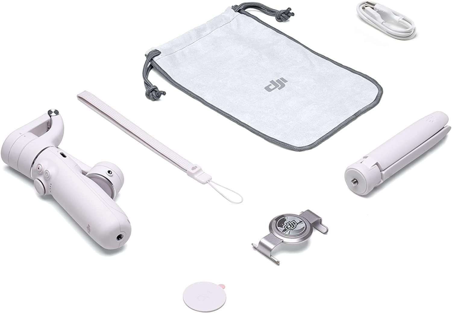 DJI OM 5 Smartphone Gimbal Stabilizer, 3-Axis Phone Gimbal, Built-in Extension Rod, Portable and Foldable, Android and iPhone Gimbal, YouTube TikTok Video, White (Renewed)