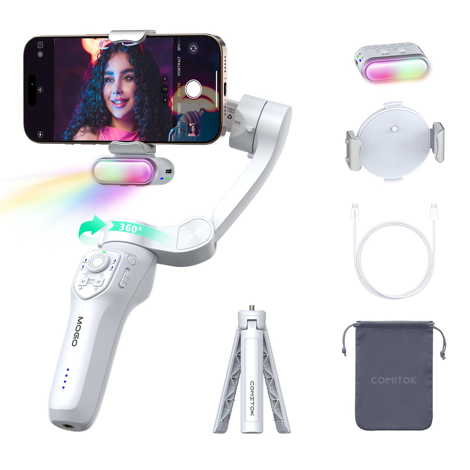 Only for iPhone, MOGO [Apple MFi Certified] Gimbal Stabilizer for iPhone Stabilizer for Video Recording and Control Native Camera by Remote Control and Apple Watch, OTA Upgrade Supported