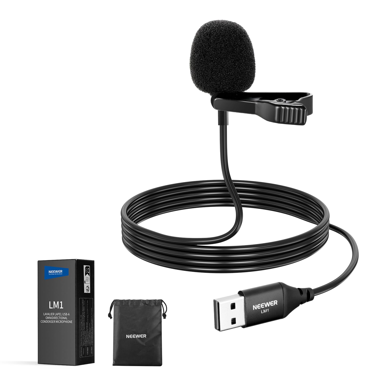 NEEWER Lavalier Lapel Microphone (2 Pack), Omnidirectional Condenser Wired Clip On Lav Mic for Stage YouTube Live Streaming Compatible with Rode Wireless GO II 2 DJI Wireless Mic Transmitter, CM5