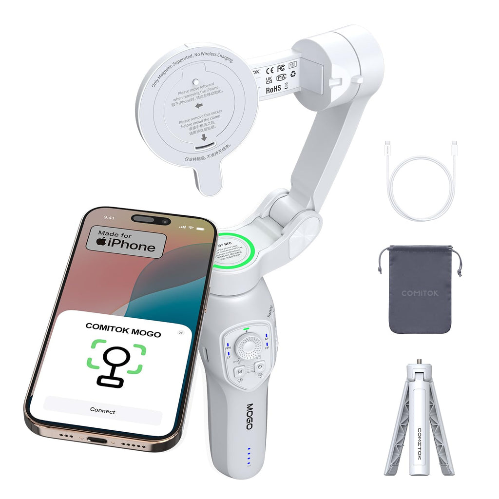 Only for iPhone, MOGO [Apple MFi Certified] Gimbal Stabilizer for iPhone Stabilizer for Video Recording and Control Native Camera by Remote Control and Apple Watch, OTA Upgrade Supported