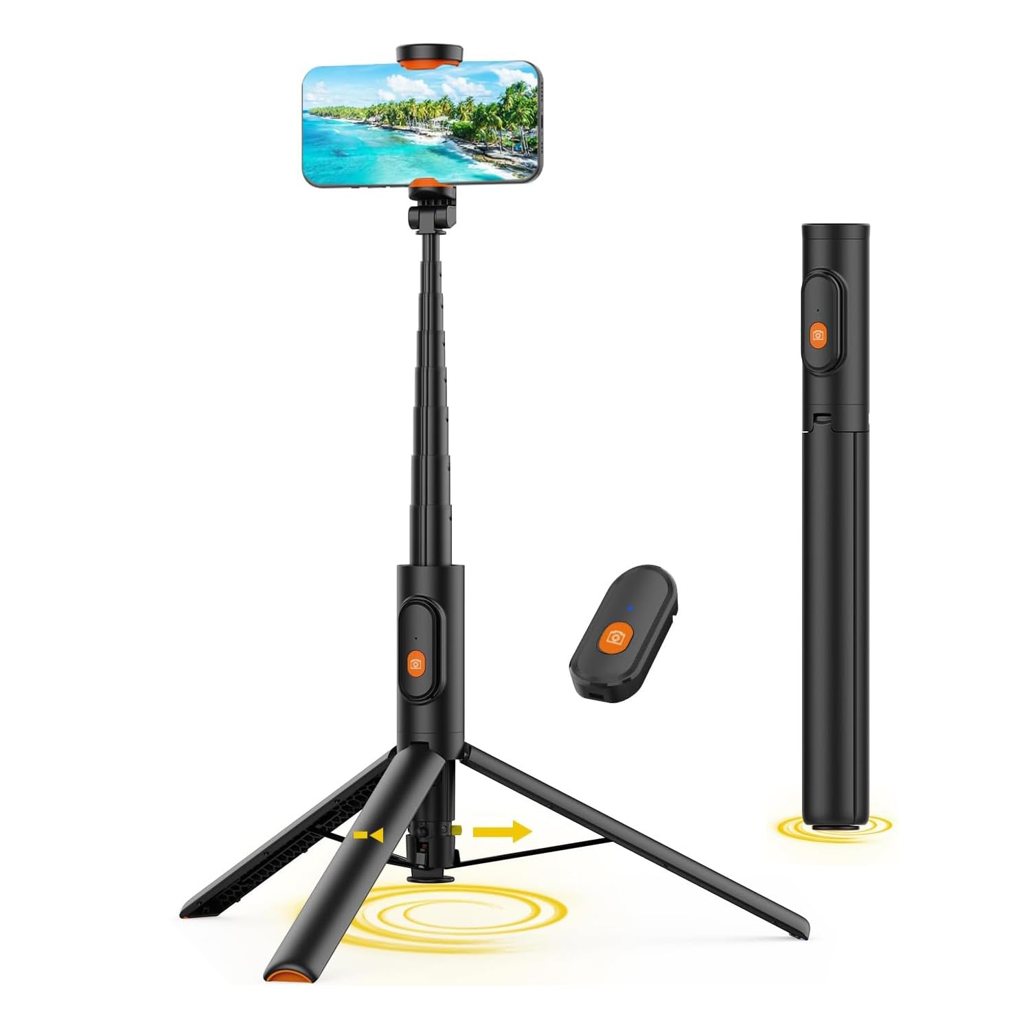Selfie Stick Gimbal Stabilizer, Single Axis Stabilizer Tracking Selfie Stick with Light Tripod 360° Rotation with Remote Control for iPhone/Andriod for Vlog Live Broadcast TIK Tok YouTube Vlogging