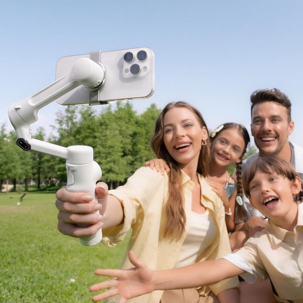 Insta360 Flow 2 White - Foldable AI Phone Gimbal, AI Tracking, Multi-Person Tracking, Built-in Tripod/Selfie Stick, Remote Control, iPhone/Android Portable Stabilizer