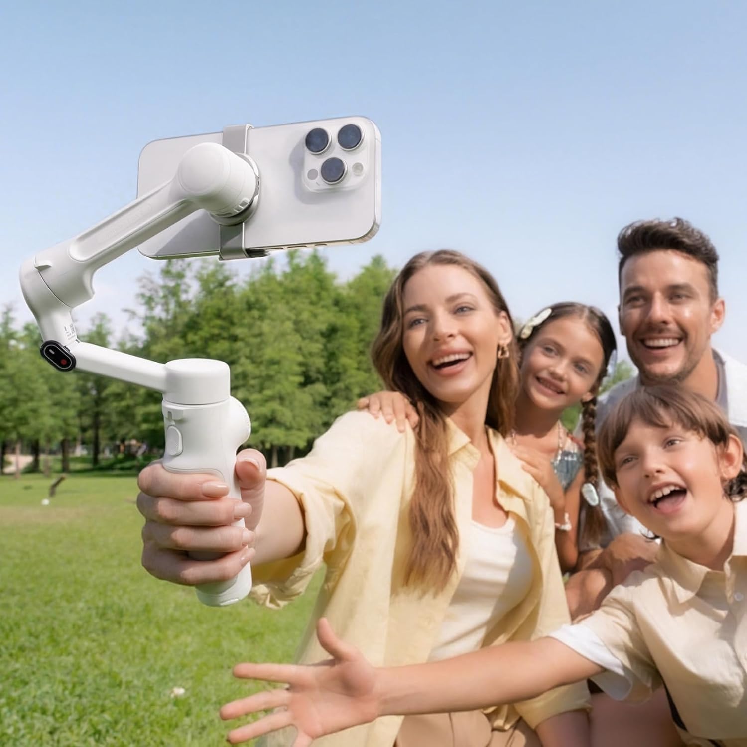 Insta360 Flow 2 White - Foldable AI Phone Gimbal, AI Tracking, Multi-Person Tracking, Built-in Tripod/Selfie Stick, Remote Control, iPhone/Android Portable Stabilizer