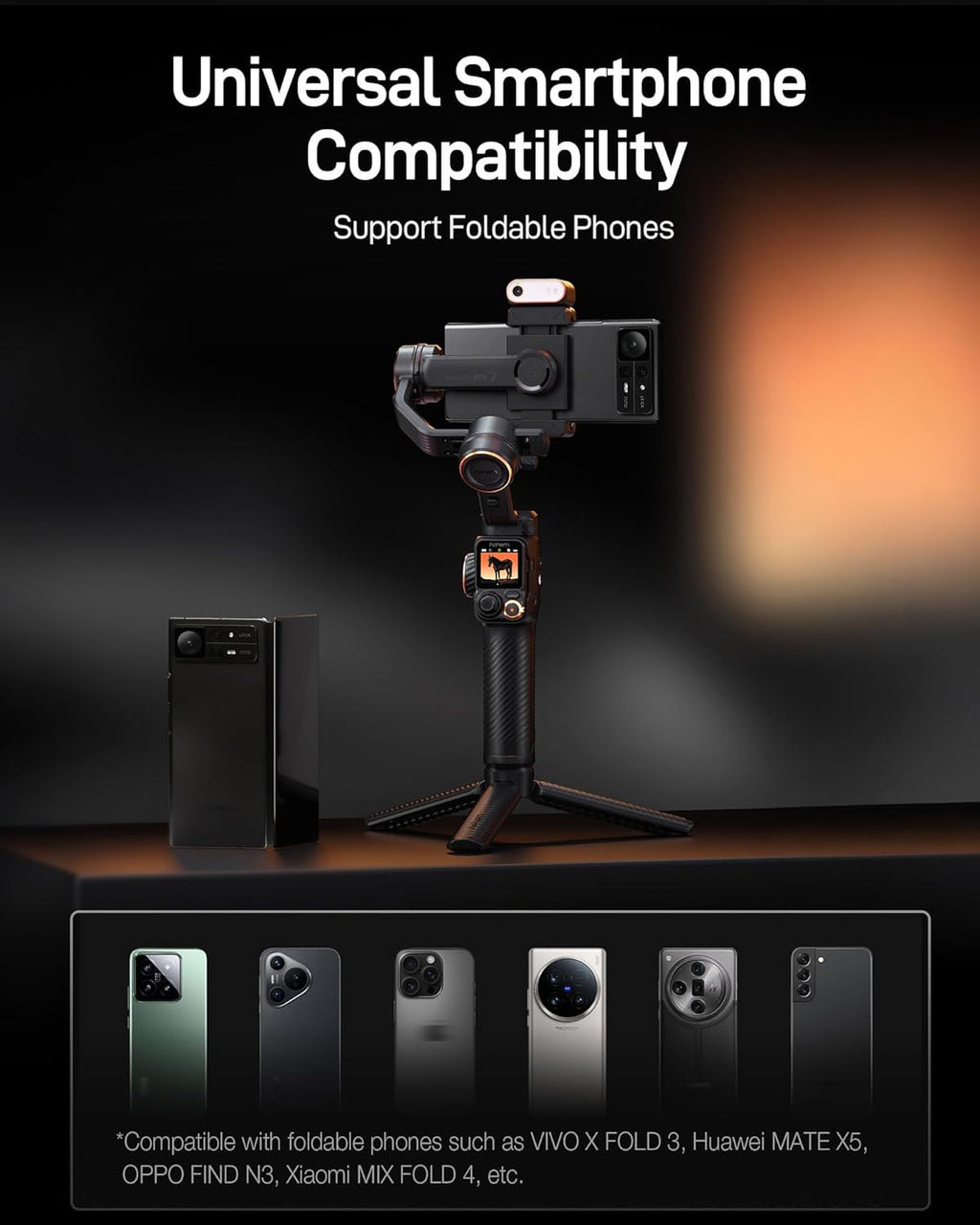hohem iSteady M7 Gimbal Stabilizer for iPhone, Phone Gimbal with AI Tracking, 1.4" Detachable Touchscreen Remote, Built-in Extension Rod, Fill Light, Phone Stabilizer for Video Recording, YouTube