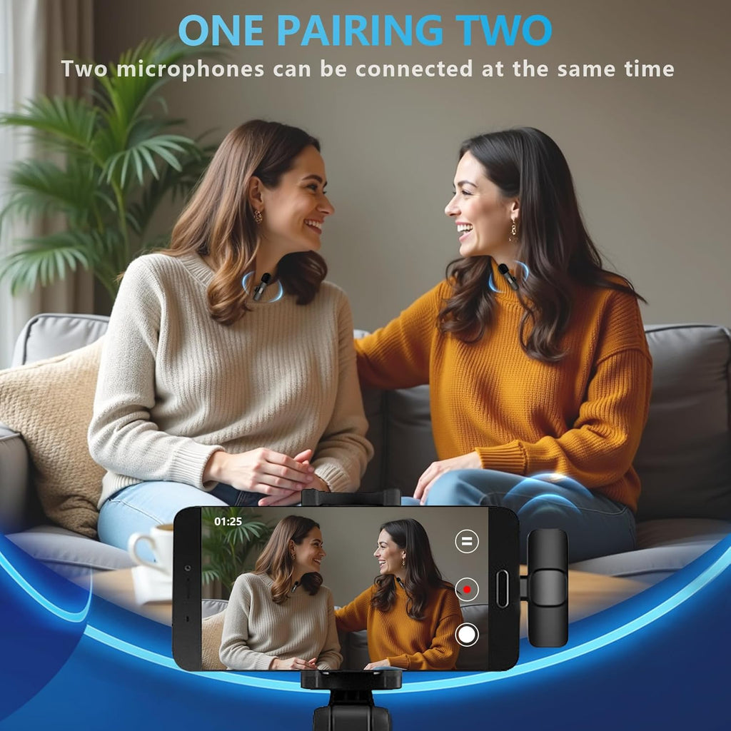 Wireless Lavalier Microphone for iPhone and Android, USB-C Mini Microphone with Noise Reduction, Perfect for Recording, Vlogging, YouTube, TikTok, Podcasts, and Interview Video