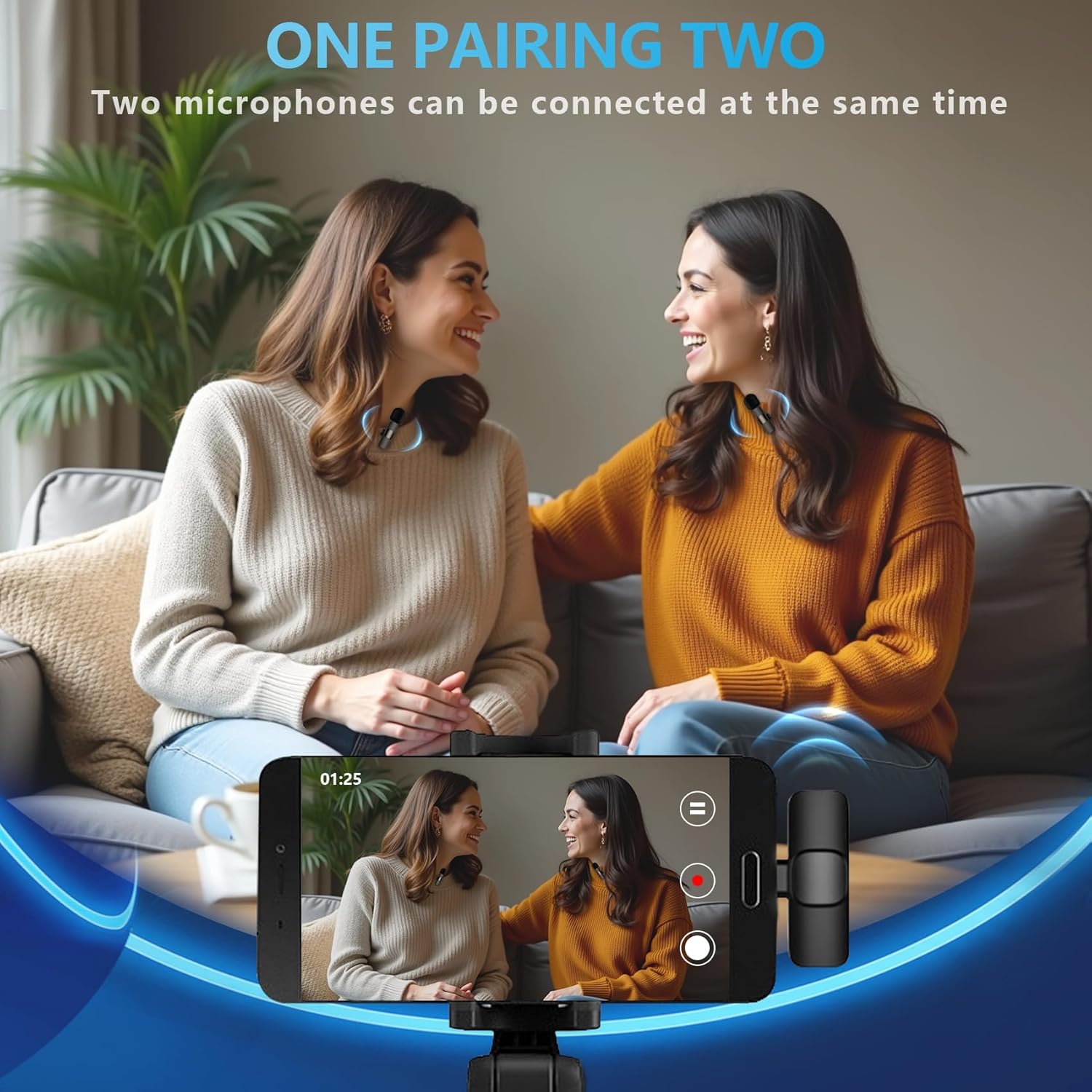 Wireless Lavalier Microphone for iPhone and Android, USB-C Mini Microphone with Noise Reduction, Perfect for Recording, Vlogging, YouTube, TikTok, Podcasts, and Interview Video