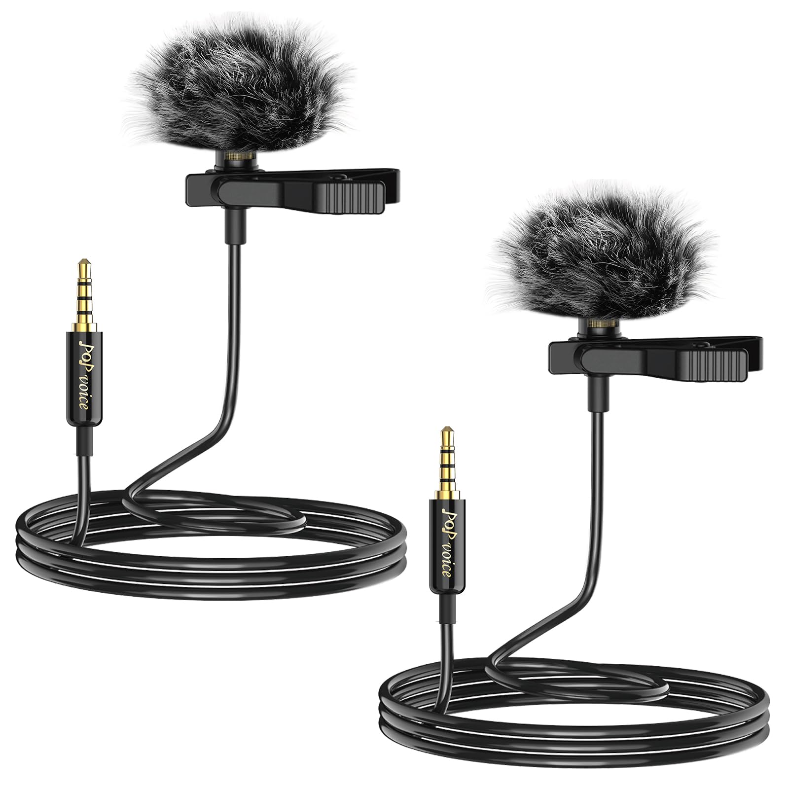 PoP voice Professional Lavalier Lapel Microphone Omnidirectional Condenser Mic for iPhone Android Smartphone,Recording Mic for Youtube,Interview,Video