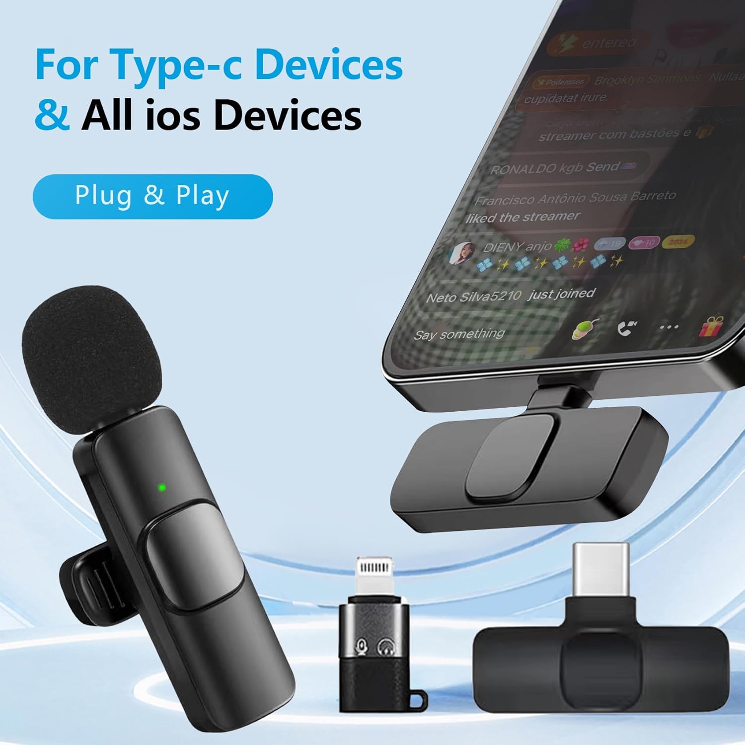 Wireless Lavalier Microphone for iPhone and Android, USB-C Mini Microphone with Noise Reduction, Perfect for Recording, Vlogging, YouTube, TikTok, Podcasts, and Interview Video