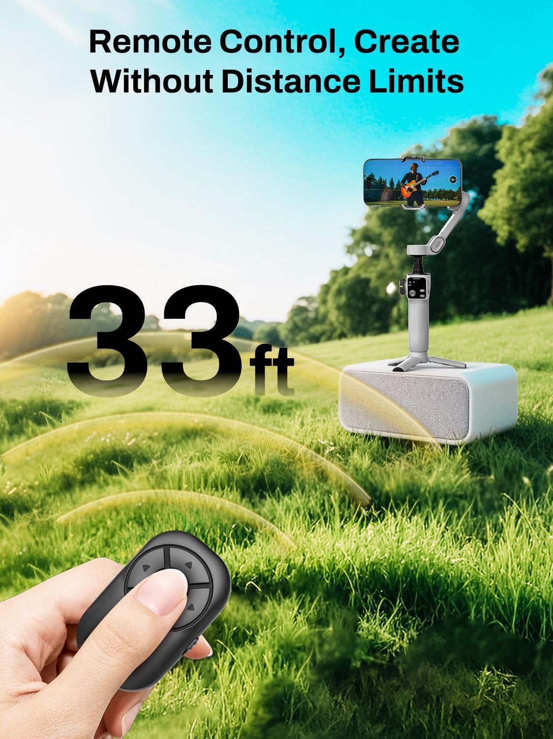 Smartphone Gimbal Stabilizer for iPhone & Android, 3-Axis Phone Gimbal with Bluetooth Remote Control, Built-in 7.8” Extendable Rod, Face Tracking, Video Stabilizer – Smart V8 Kit White