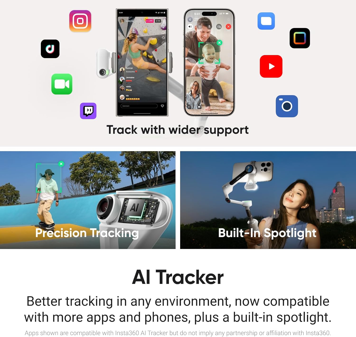 Insta360 Flow 2 Pro Grey - Foldable AI Phone Gimbal, iPhone Native Tracking in 200+ iOS Apps, Multi-Person Tracking, 360º Pan Tracking, Built-In Tripod/Selfie Stick, iPhone/Android Portable Stabilizer