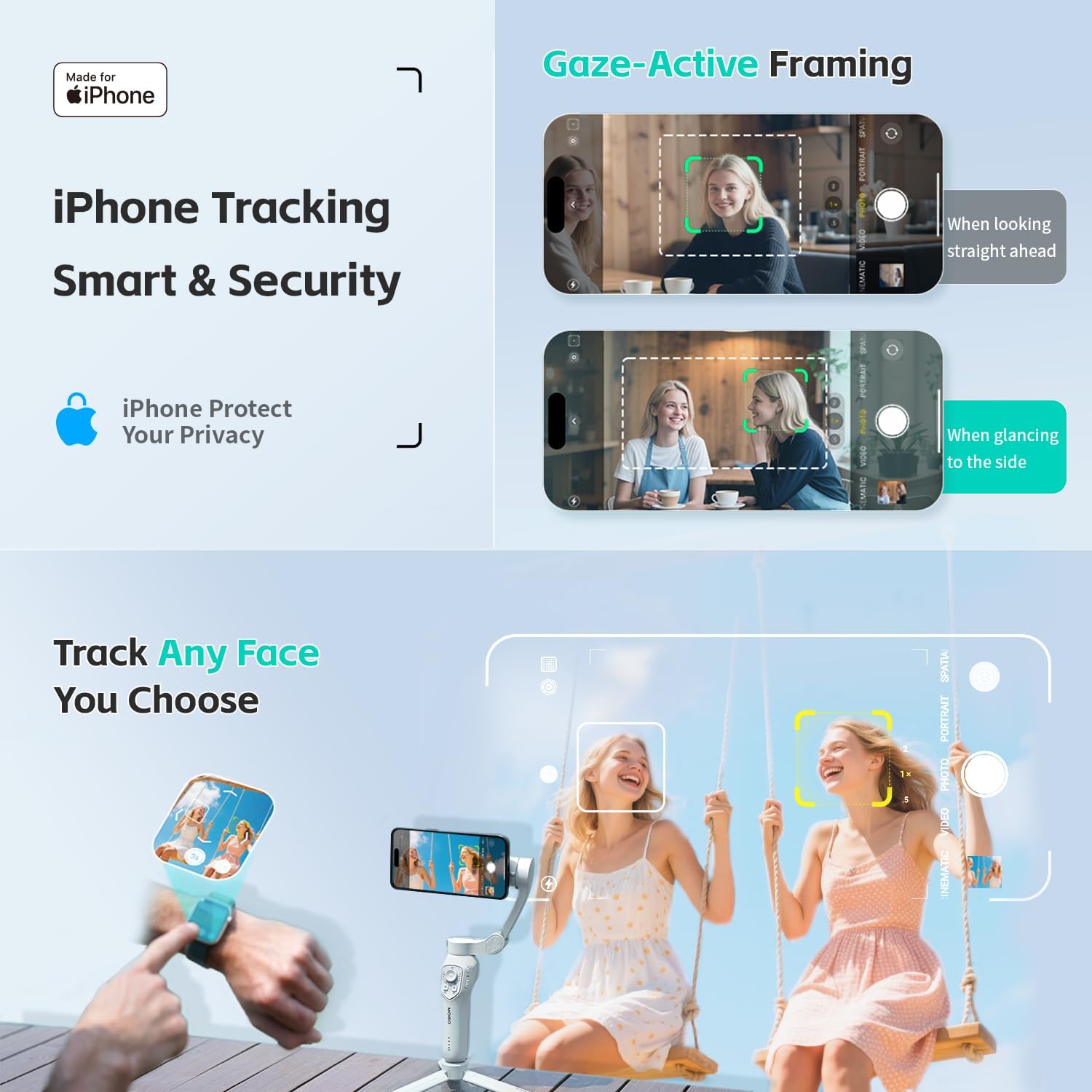 Only for iPhone, MOGO [Apple MFi Certified] Gimbal Stabilizer for iPhone Stabilizer for Video Recording and Control Native Camera by Remote Control and Apple Watch, OTA Upgrade Supported