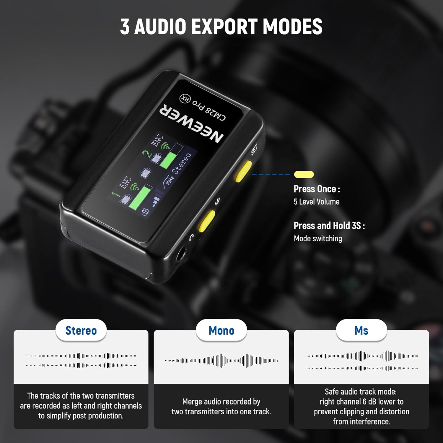 NEEWER CM28 PRO Wireless Lavalier Lapel Microphone System with Charging Case 48KHz 16 Bit Uncompressed Audio Noise Canceling 4GB Storage 9Hrs Recording Compatible with iPhone iPad Android Camera PC