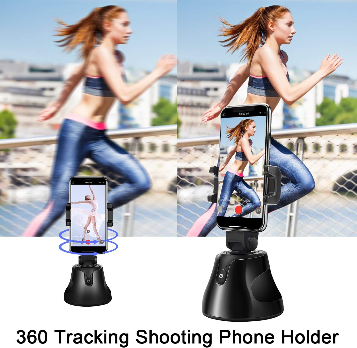 Gimbal Stabilizer for Smartphone - Phone Camera Mount with AI Auto Face Tracking & 360° Rotation Auto Tracking Phone Holder with 1/4" Tripod Interface for TikTok, YouTube, Live Streaming